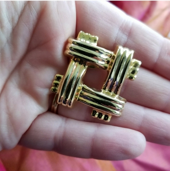 Vintage scarf clip gold tone diamond shape - Picture 2 of 9